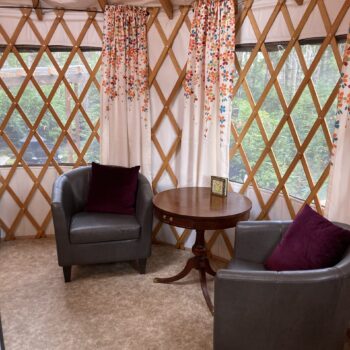 cosy sitting area in the yurt